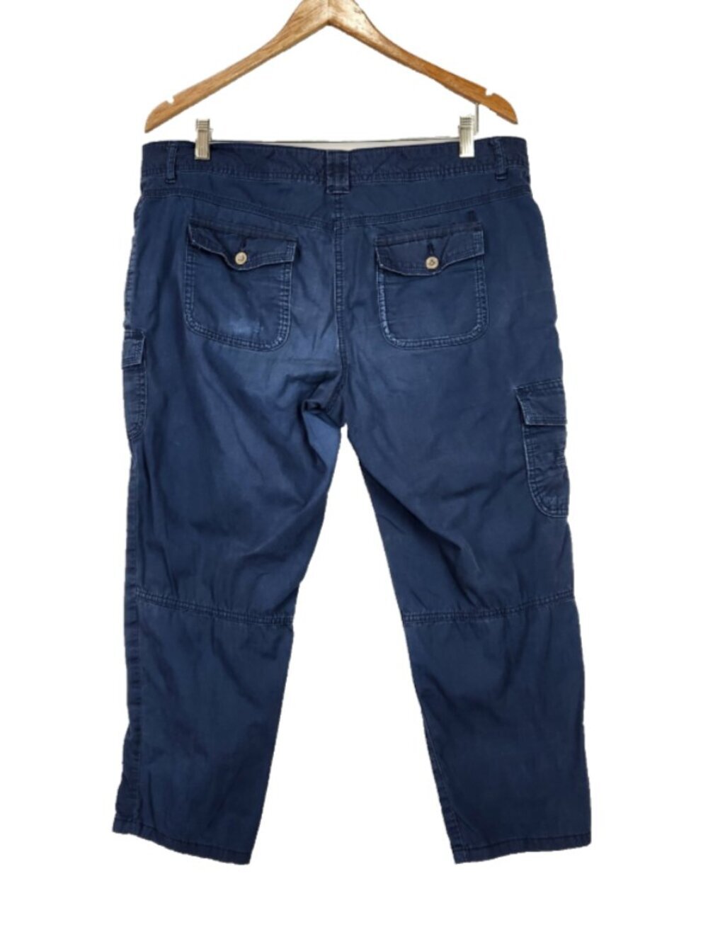 Tommy Hilfiger Cargo Crop Capri Pants Women's 14 Blue Y2K Retro Mid Rise Cotton - Picture 2 of 7